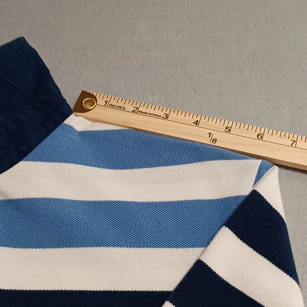 Fahrenheit Rugby Mens Blue White Striped Short Sleeve Polo Shirt Size M‎ Crest